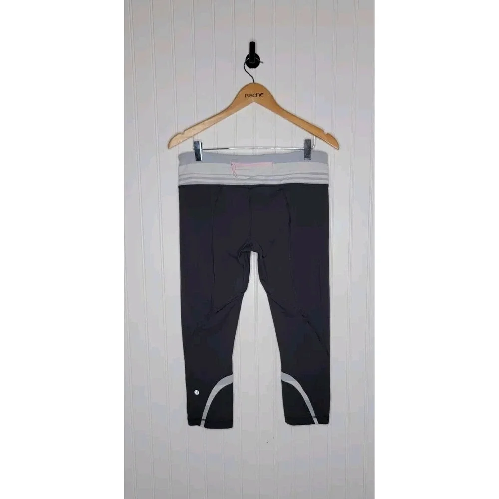Lululemon Run Inspire Crop Leggings Black Mid Rise Women's Size 10